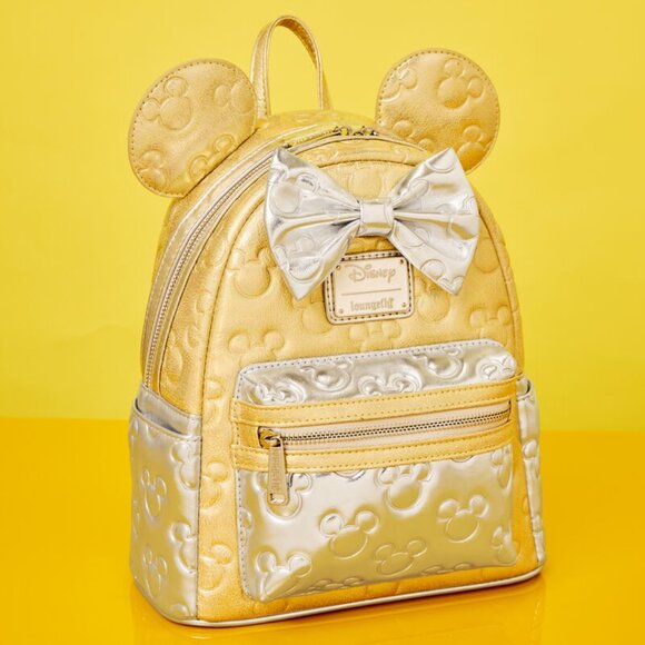Bags | Minnie Mouse Exclusive Metallic Gold Silver Quilted Mini ...